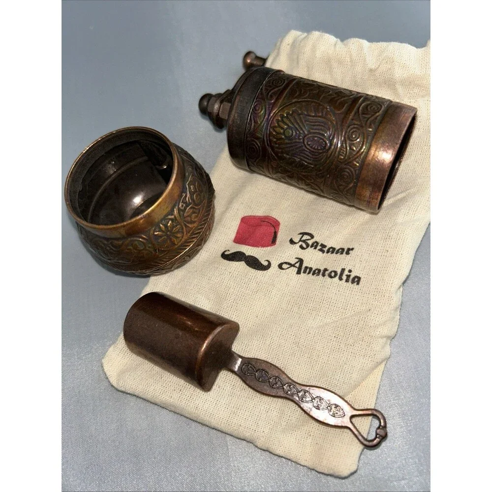 Turkish Armenian Pepper Salt Spice Mill Bazaar Anatolia Handcrafted Copper